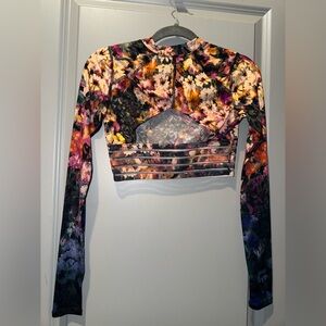 Free People Movement Floral Long Sleeve Crop Top